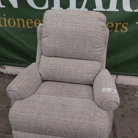 QUALITY BRITISH DESIGNER G PLAN NEWMARKET EASY CHAIR LOOM SHALE FABRIC