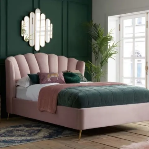 BOXED BIRLEA 135cm LOTTIE FABRIC OTTOMAN BED - PINK (3 BOXES)