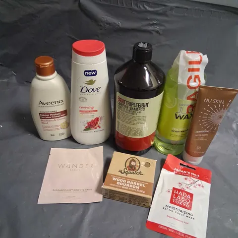 APPROXIMATELY 25 ASSORTED HEALTH AND BEAUTY PRODUCTS TO INCLUDE; DOVE, AVEENO, DR SQUATCH AND NU SKIN