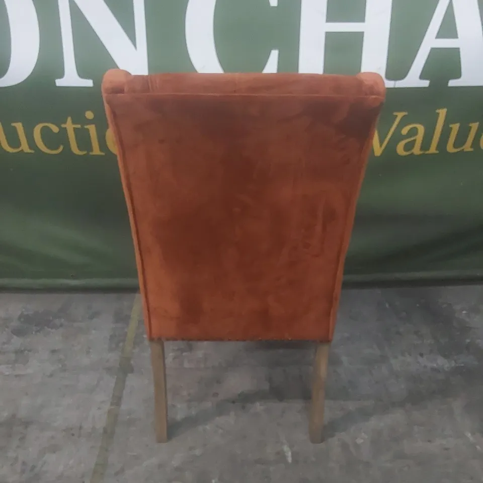 DESIGNER JACOB BUTTON BACK RUSTIC VELVET UPHOLSTERED DINING CHAIR