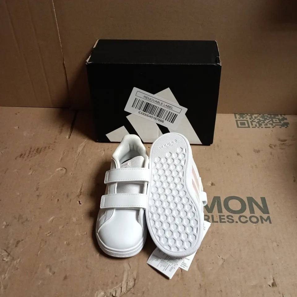ADIDAS WHITE VELCRO KIDS' TRAINERS - SIZE UK 8.5 CHILDS 