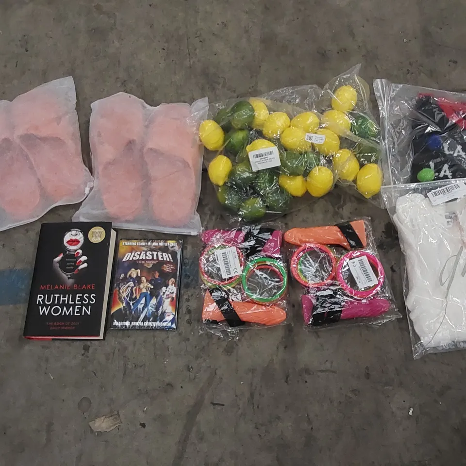 PALLET TO CONTAIN ASSORTED HOUSEHOLD ITEMS AND CONSUMER PRODUCTS. INCLUDING CLOTHING, FOOTWEAR, BOOKS, FILM, DECORATIVE ITEMS, PARTY GAMES ETC