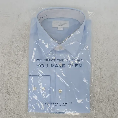 BAGGED CHARLES TYRWHITT NON-IRON SLIM FIT SHIRT IN BLUE SIZE 16/34"