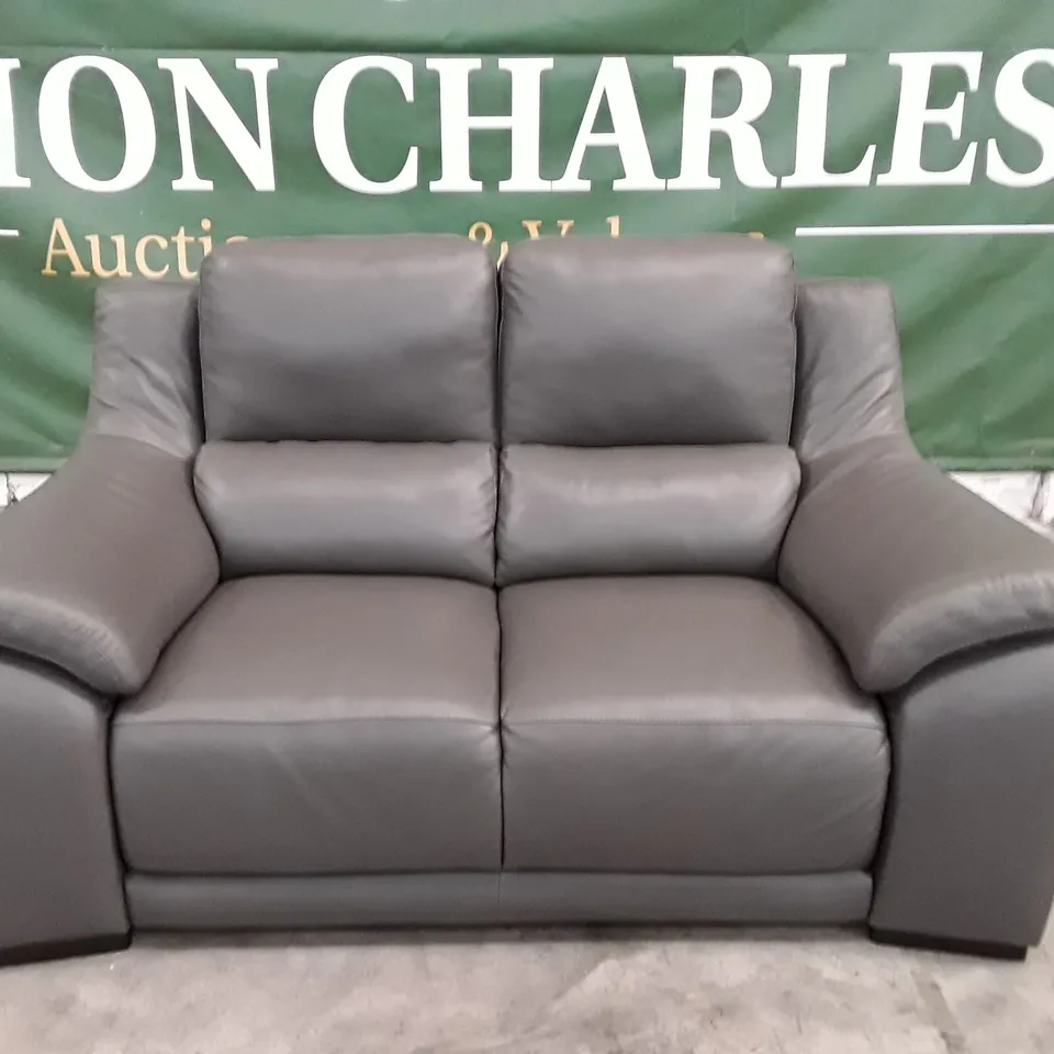 QUALITY ITALIAN DESIGNER DEGANO 2 SEATER SOFA - GREY ANTHRACITE LEATHER