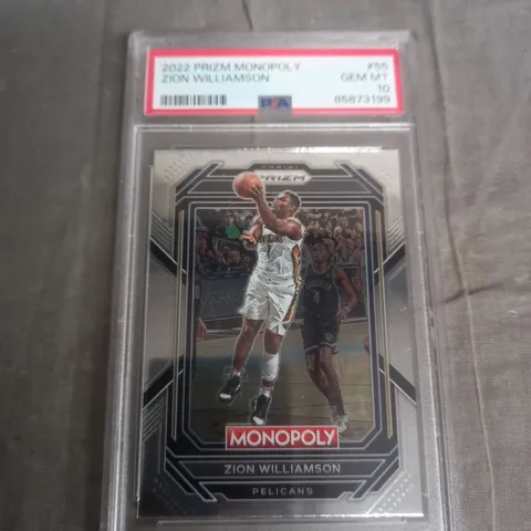 2022 PRIZM MONOPOLY ZION WILLIAMSON COLLECTABLE TRADING CARD - PSA 10