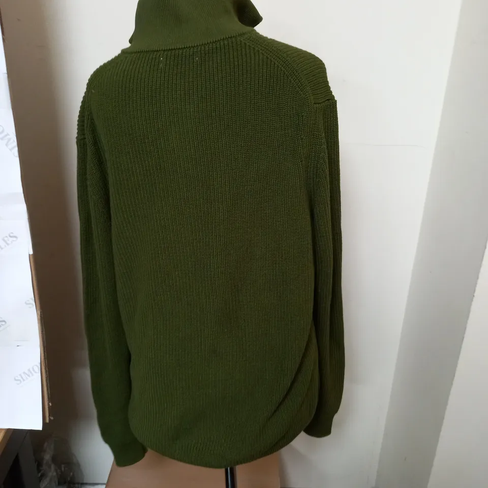 ZARA GREEN QUARTERZIP FLEECE SIZE EUR L 