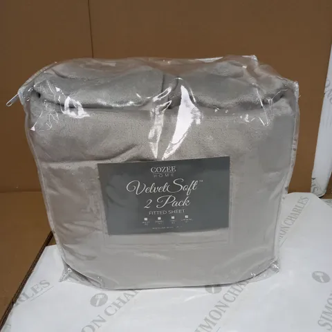 COZEE HOME VELVET SOFT FITTED SHEET 2PACK GREY