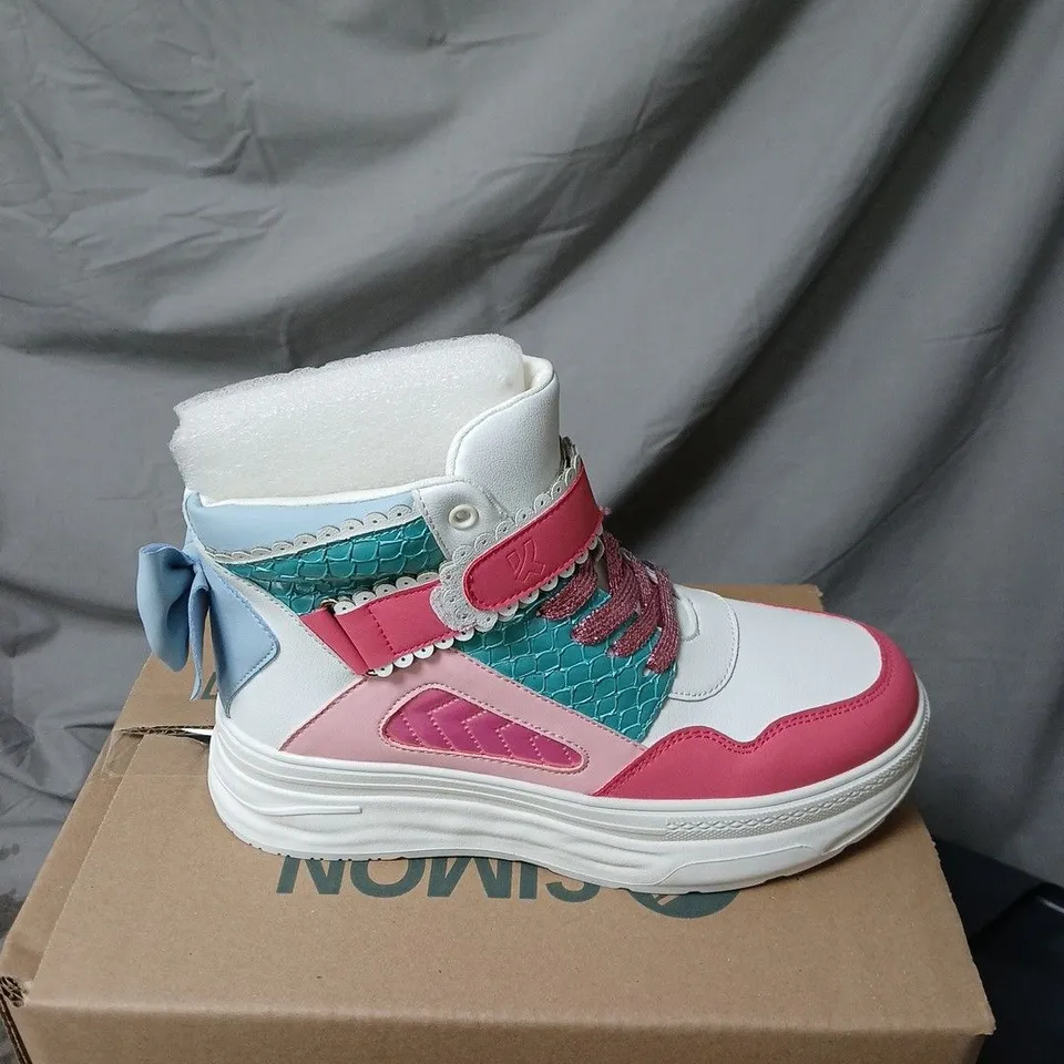 KOI HIGH-TOP SNEAKERS – PINK, WHITE & TEAL SIZE 37