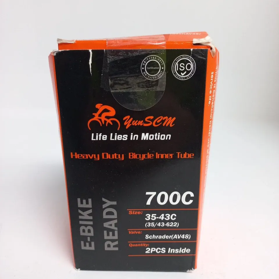 YUNSCM HEAVY DUTY BICYCLE INNER TUBE 700C – 2 PACK, SCHRADER AV48, 35-43C (622)