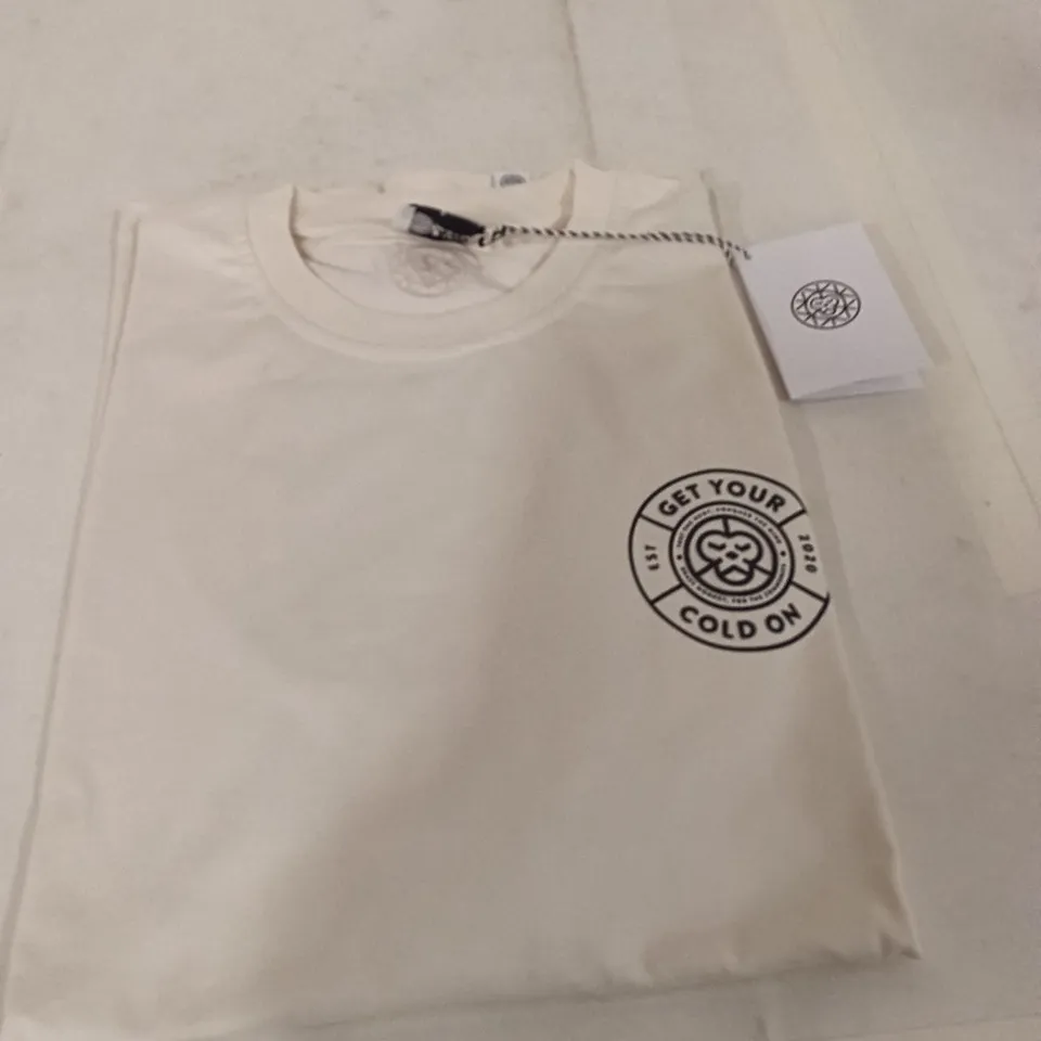 BOX OF BRASS MONKEY T-SHIRTS - OFF WHITE IZE XL APPROXIMATELY 14