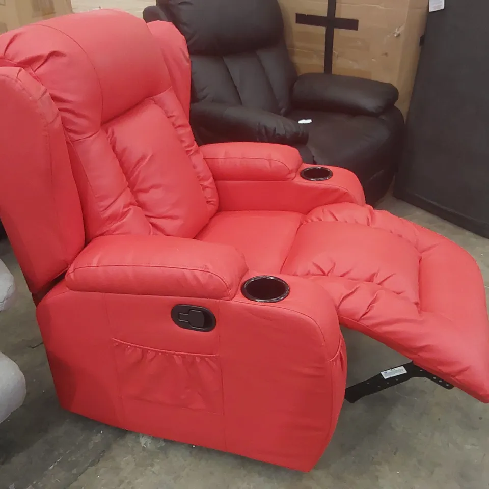 QUALITY DESIGNER FAUX LEATHER MANUAL RECLINING ROCKER ARMCHAIR 