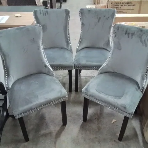 SET OF 4 UPHOLSTERED DINING CHAIRS - GREY