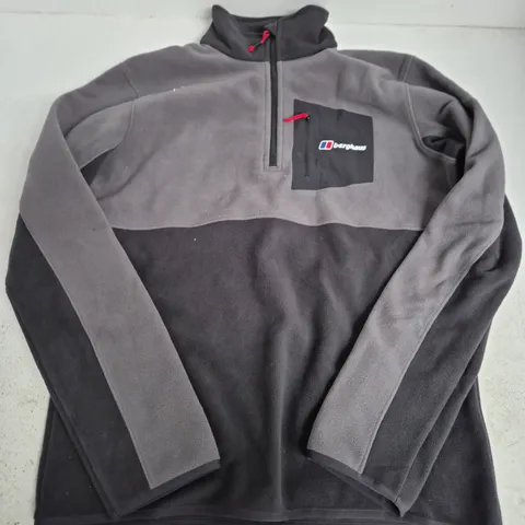 BERGHAUS FLEECE HALF-ZIP, UK LARGE (MEN) – GREY/CHARCOAL