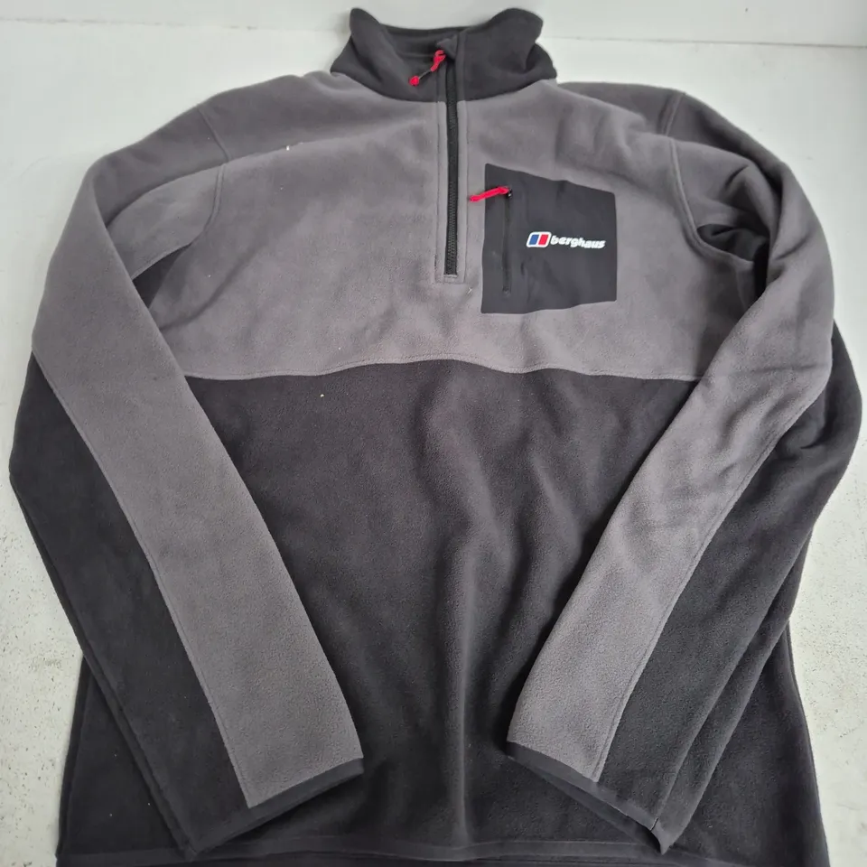 BERGHAUS FLEECE HALF-ZIP, UK LARGE (MEN) – GREY/CHARCOAL