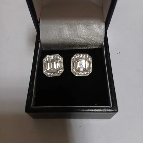 DIAMONIQUE 3.68CT VINTAGE STYLE STUD EARRINGS STERLING SILVER 