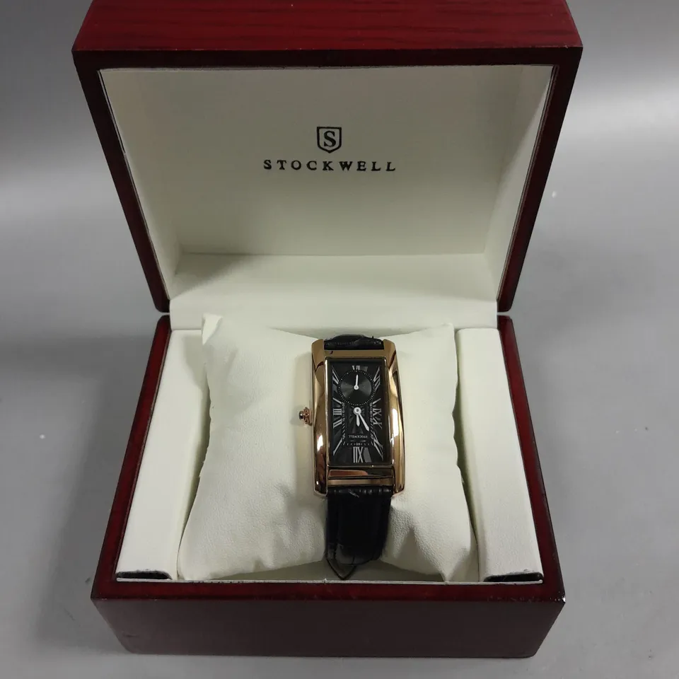 LADIES STOCKWELL WATCH WITH TEXTURED DIAL WITH SUB DIAL MINUTE HAND AND LEATHER STRAP IN GIFT BOX