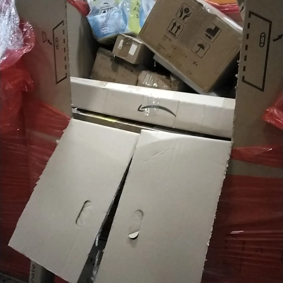 PALLET OF HOUSEHOLD ITEMS TO INCLUDE RETRACTABLE BABY GATE,POTS AND PANS SET,LED LIGHT, SHOWER MIXER SET AND OTHER ASSORTED ITEMS...