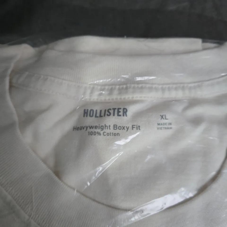 HOLLISTER HEAVYWEIGHT BOXY FIT T-SHIRT - WHITE, UK XL