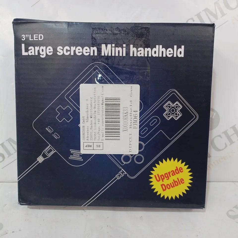 BOXED UNBRANDED 3" LARGE SCREEN MINI HANDHELD GAMING DEVICE IN BLUE