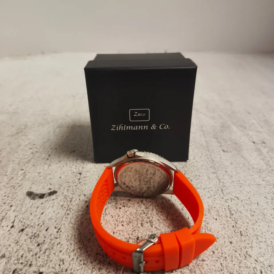 ZIHLMANN & CO. WRISTWATCH – ORANGE DIAL, SILICONE STRAP