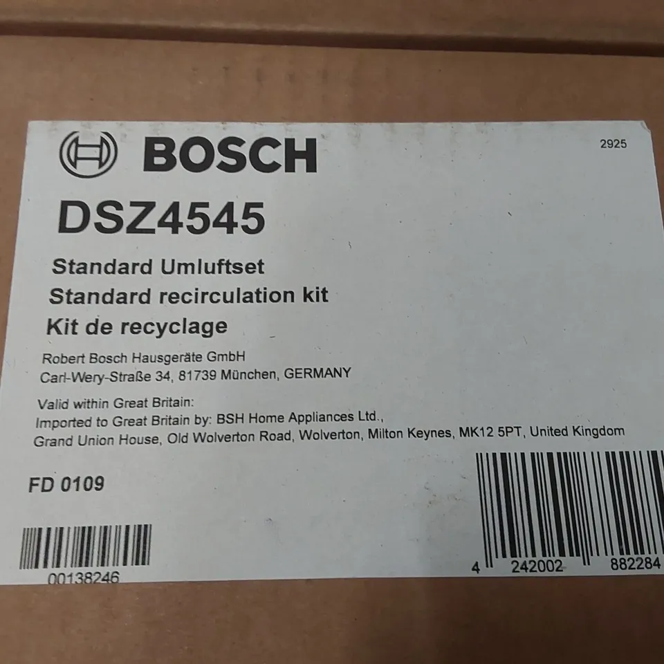 5x BRAND NEW BOXED BOSCH DSZ4545 RECIRCULATING KITS (5 BOXES)
