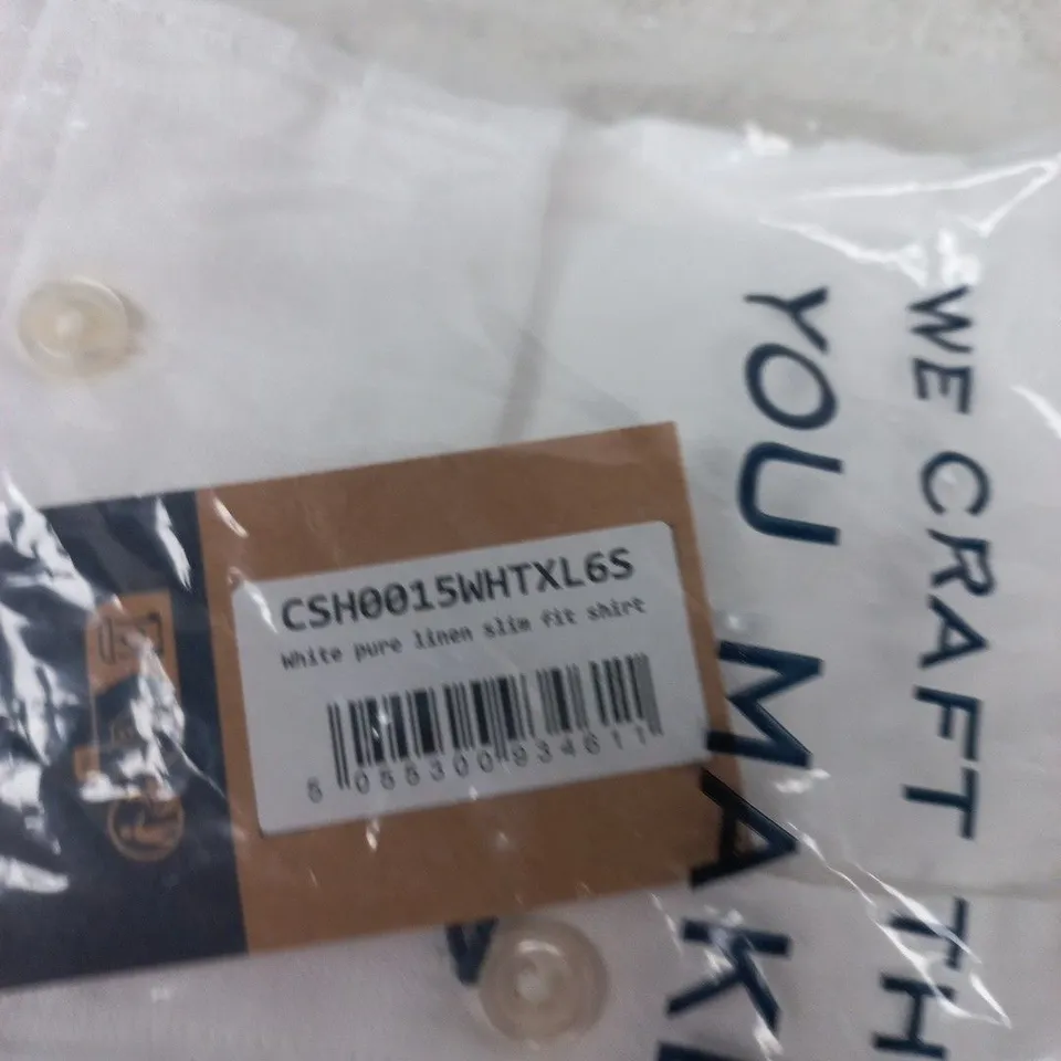 CHARLES TYRWHITT WHITE PURE LINEN SHIRT – MEN'S, SIZE XL SLIM FIT