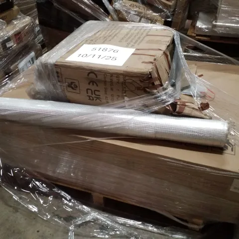 PALLET CONTAINING ASSORTED PRODUCTS INCLUDING DINING TABLE, ALUMINIUM FOIL INSULATION MEMBRANE & VAPOUR BARRIER & GARDEN FURNITURE PARTS