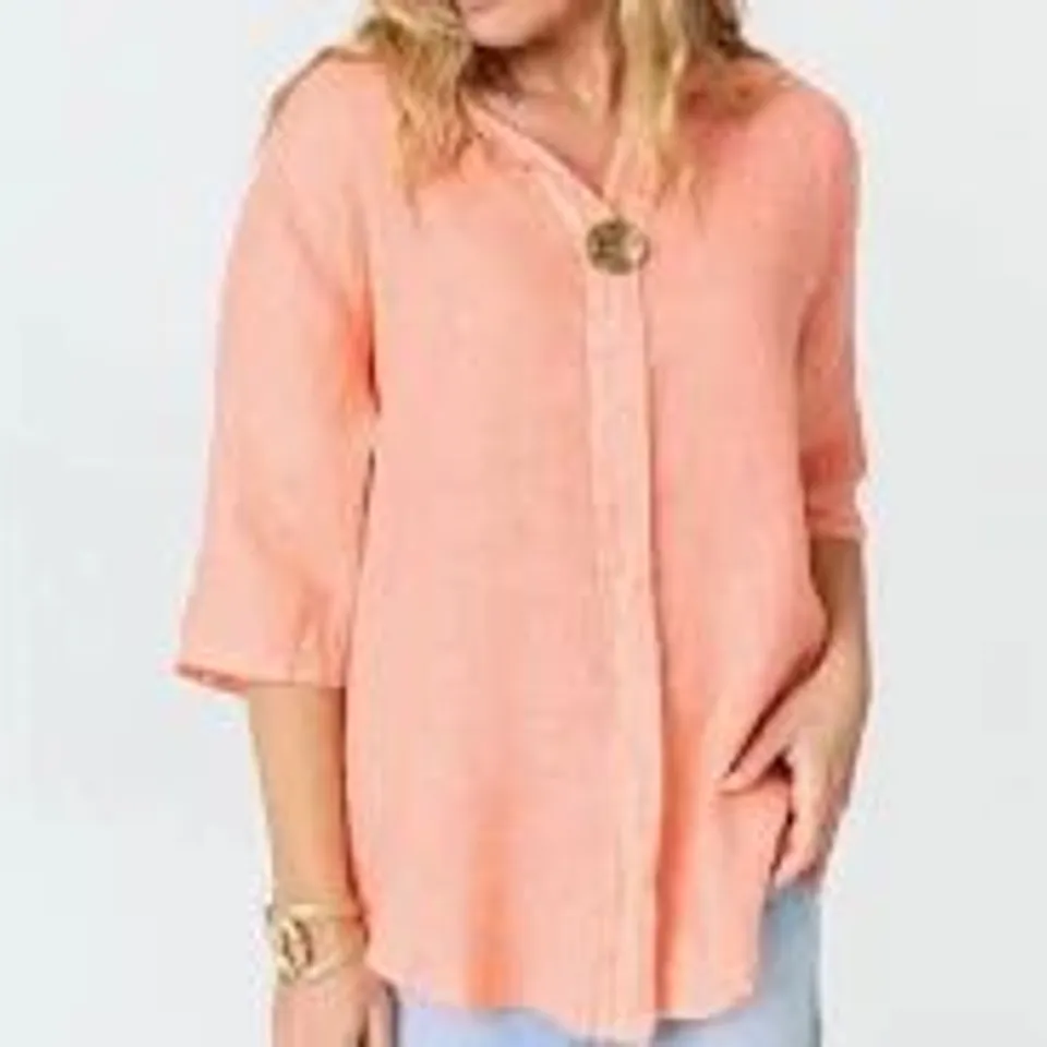 IZABEL LONDON COTTON SHIRT CORAL SIZE 18