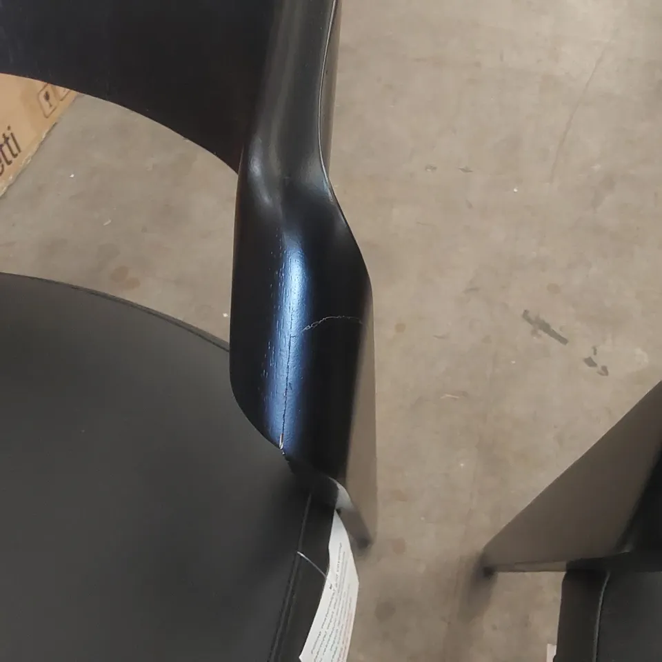 SET OF 2 DANETTI ENZO BLACK LEATHER DINING CHAIRS
