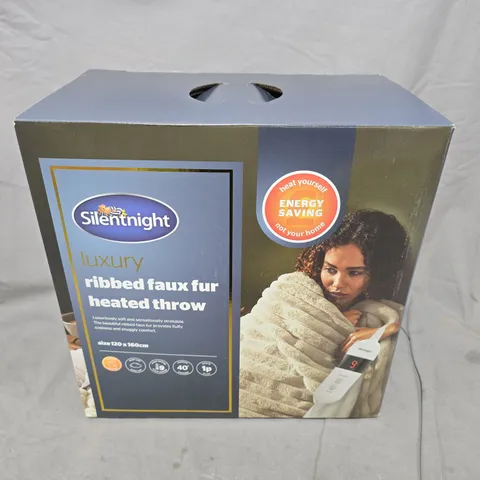 SILENTNIGHT LUXURY RIBBED FAUX FUR HEATED THROW - 120 X 160CM