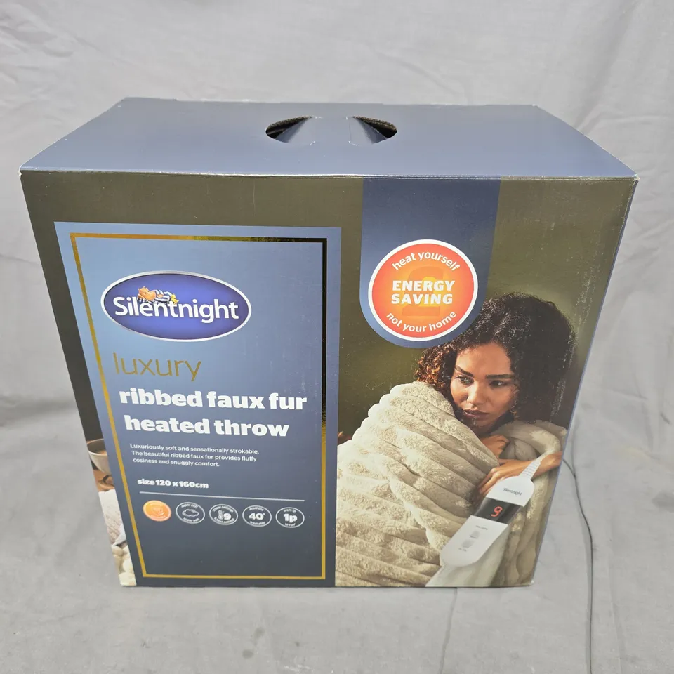 SILENTNIGHT LUXURY RIBBED FAUX FUR HEATED THROW - 120 X 160CM