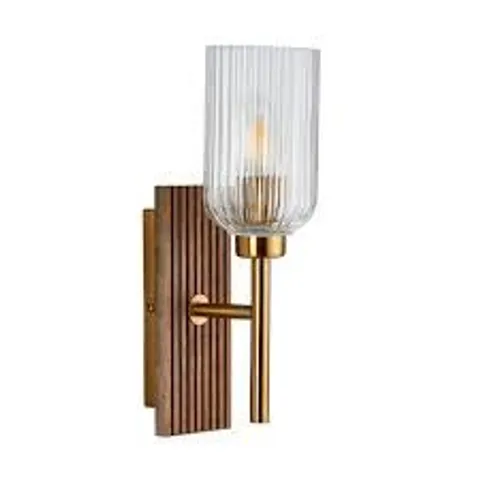 BOXED VINTAGE BRASS / DARK BEECH WALL LIGHT