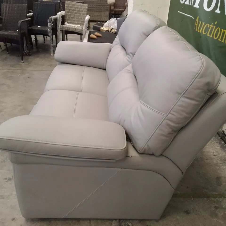 QUALITY DESIGNER G-PLAN SEATTLE 2.5 SEATER SOFA - CAMBRIDGE GREY LEATHER