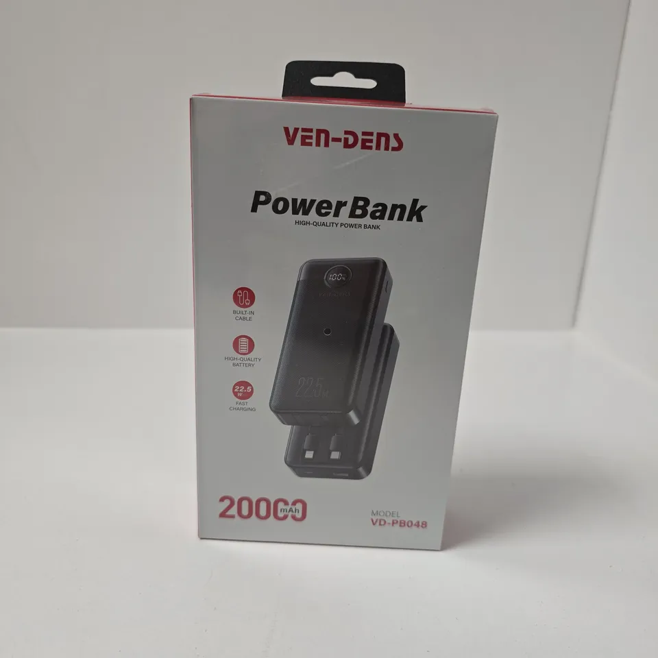 BOXED AND SEALED VEN-DENS 20000MAH POWERBANK IN BLACK (VD-PBO48)