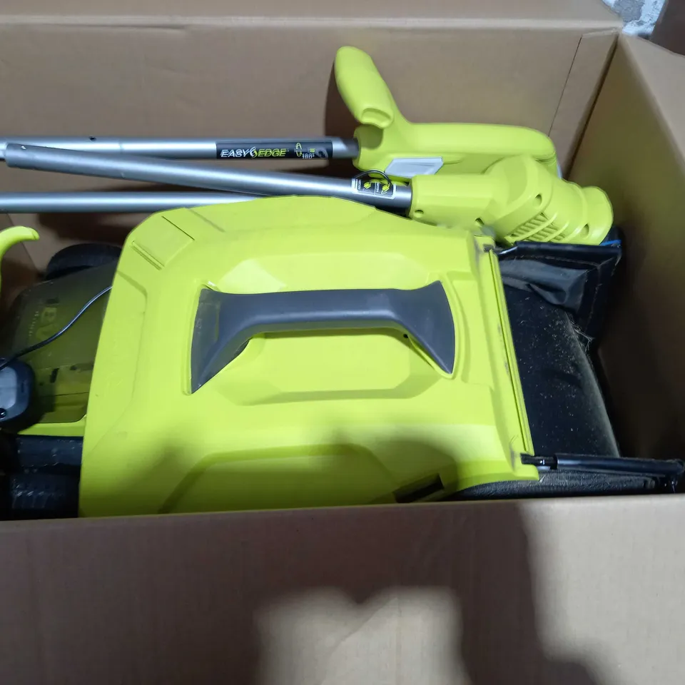 RYOBI 18V ONE+ CORDLESS 33CM LAWNMOWER AND TRIMMER