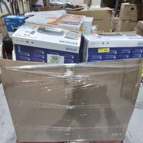 PALLET CONTAINING A LARGE QUANTITY OF ASSORTED TECH ITEMS TO INCLUDE EPSON ET-1810, BLUETOOTH BOOMBOX AND TAPO WI-FI CAMERA