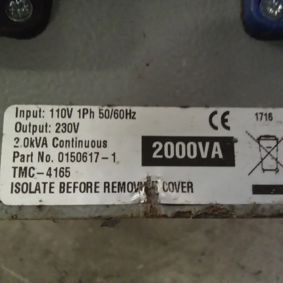 2KVA 110V TO 240V STEP UP TRANSFORMER