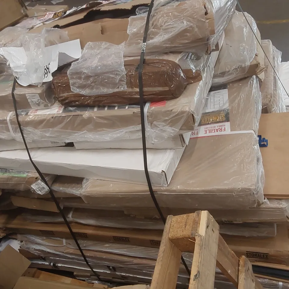 PALLET CONTAINING A VERY LARGE QUANTITY OF ASSORTED TUFFERMAN COMMERCIAL WAREHOUSE SHELVING INCLUDING TUFFERMAN STORALEX VRS SHELVING BAYS ECT