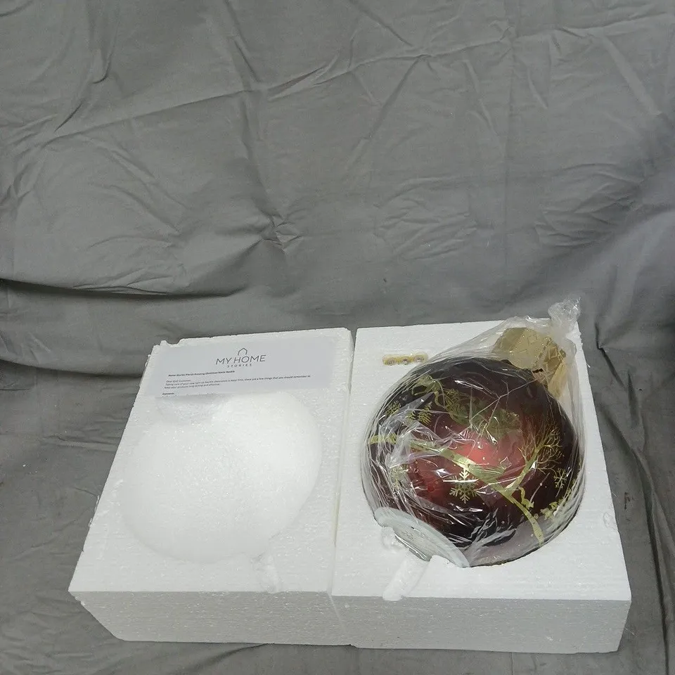 MY HOME RED GLASS CHRISTMAS ORNAMENT WITH GOLD SNOWFLAKE DESIGN