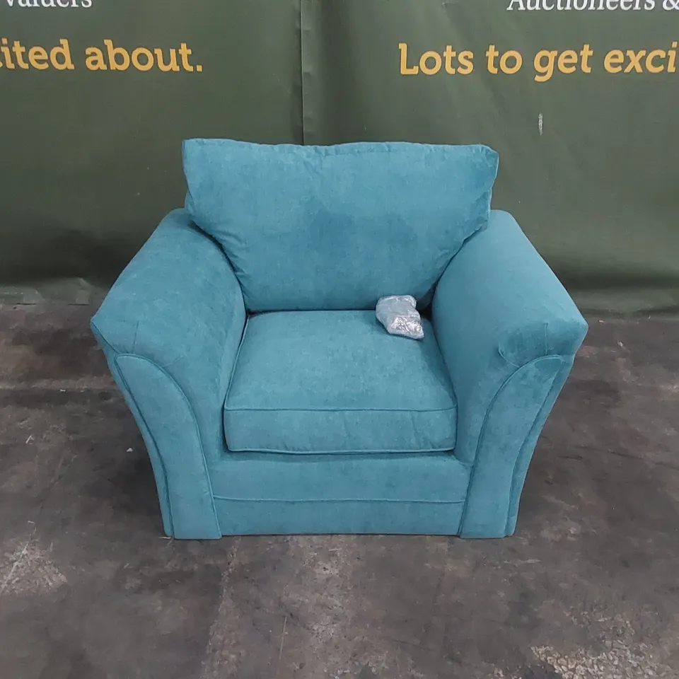 DESIGNER DURY FIXED BACK FABRIC UPHOLSTERED CHAIR - TEAL