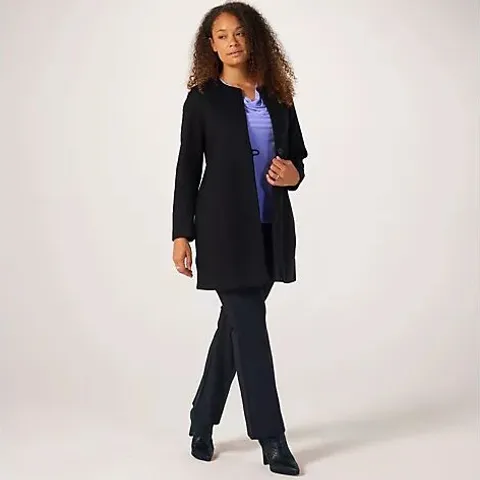 KIM & CO CASHMERE LOOK LONG LIGHT COAT BUTTON CLOSURE
