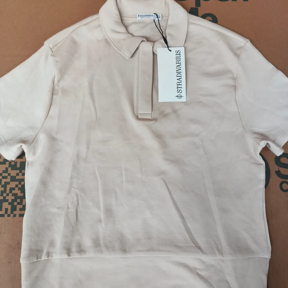 STRADIVARIUS POLO TOP IN CREAM SIZE LARGE