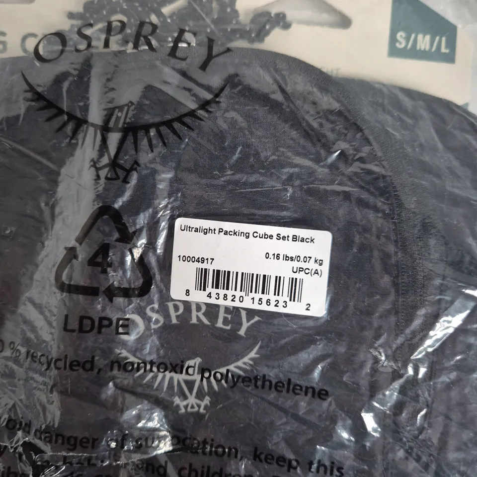 BAGGED OSPREY ULTRALIGHT PACKING CUBE SET – BLACK (S/M/L)