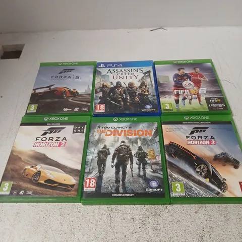 APPROXIMATELY 8 ASSORTED VIDEO GAMES TO INCLUDE FIFA 16, DESTINY, FORZA HORIZON 3 ETC