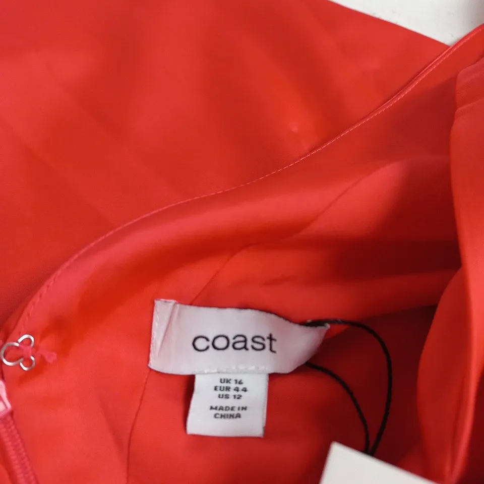 COAST SATIN CAPE SLEEVE MAXI DRESS – RED, UK 16