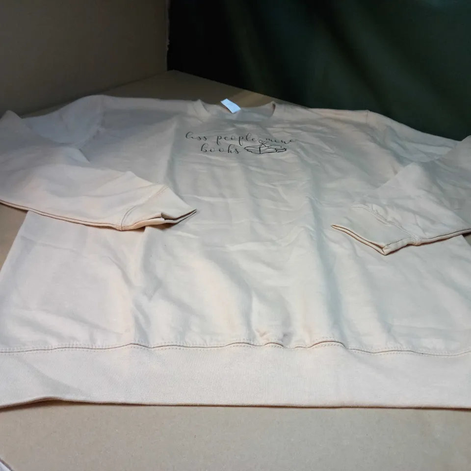 DESIGNER SAND/SLOGAN CREW NECK SWEATER - XXL