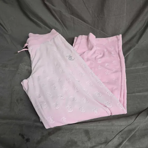 JUICY COUTURE VELOUR RHINESTONE TRACKSUIT PANTS IN BABY PINK SIZE S