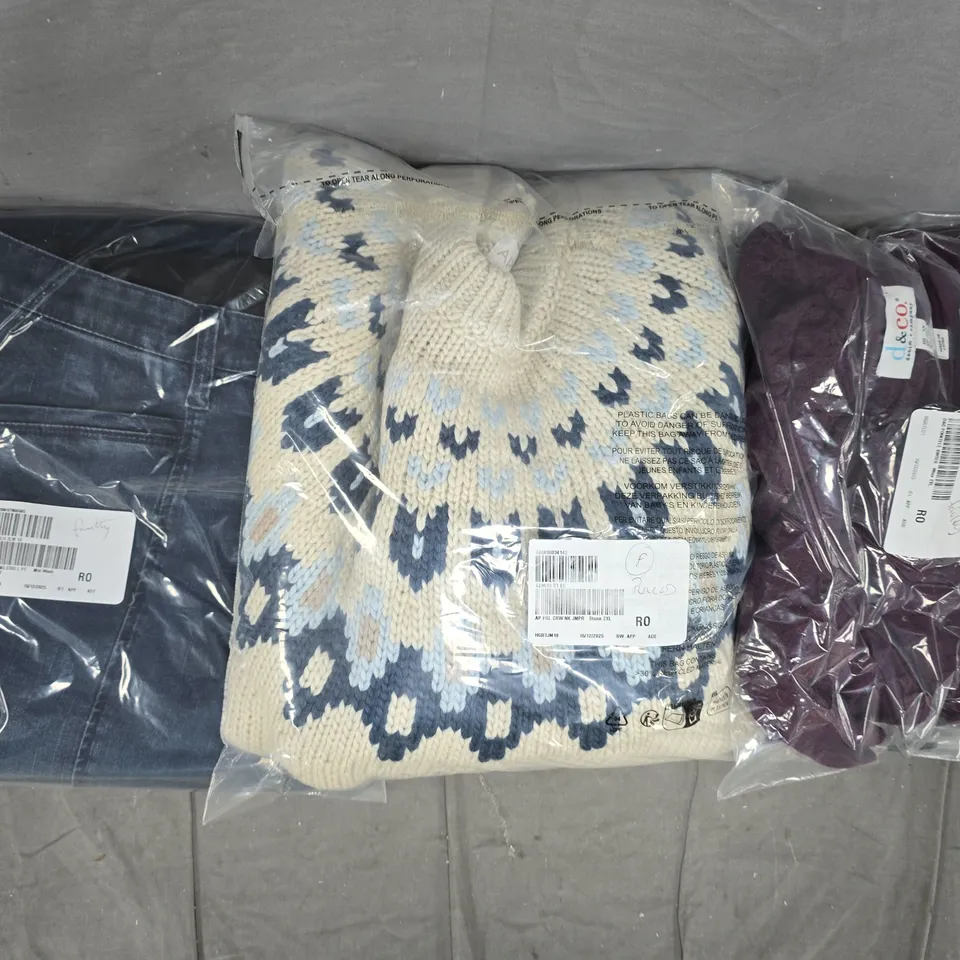 BOX OF APPROXIMATELY 10 ASSORTED HOUSEHOLD AND CLOTHING ITEMS IN VARIOUS COLOURS, STYLES, AND SIZES - COLLECTION ONLY