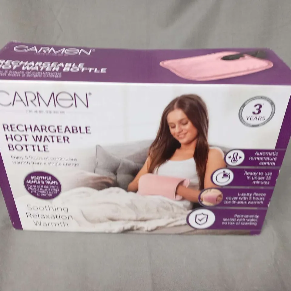 BOXED CARMEN RECHARGEABLE HOT WATER BOTTLE SOOTHING RALEXATION WARMTH