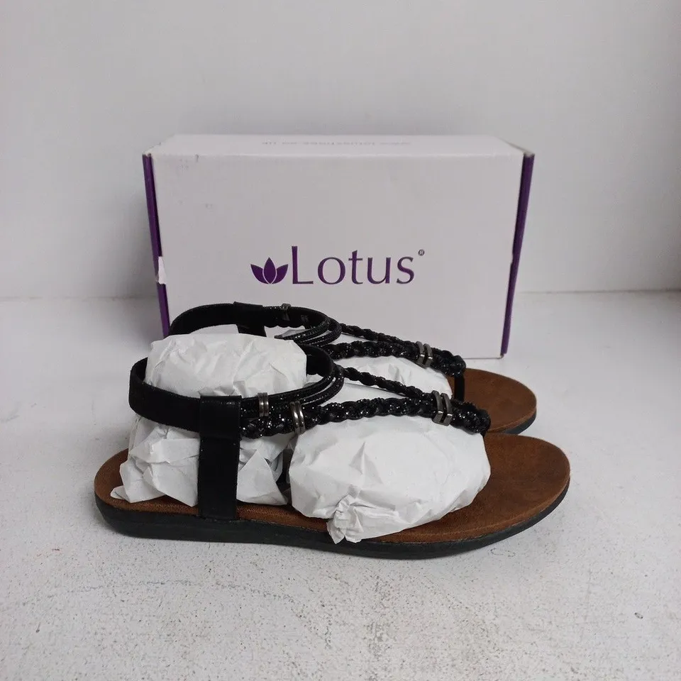 LOTUS WOMEN'S SANDALS – BLACK STRAPPY, UK 8